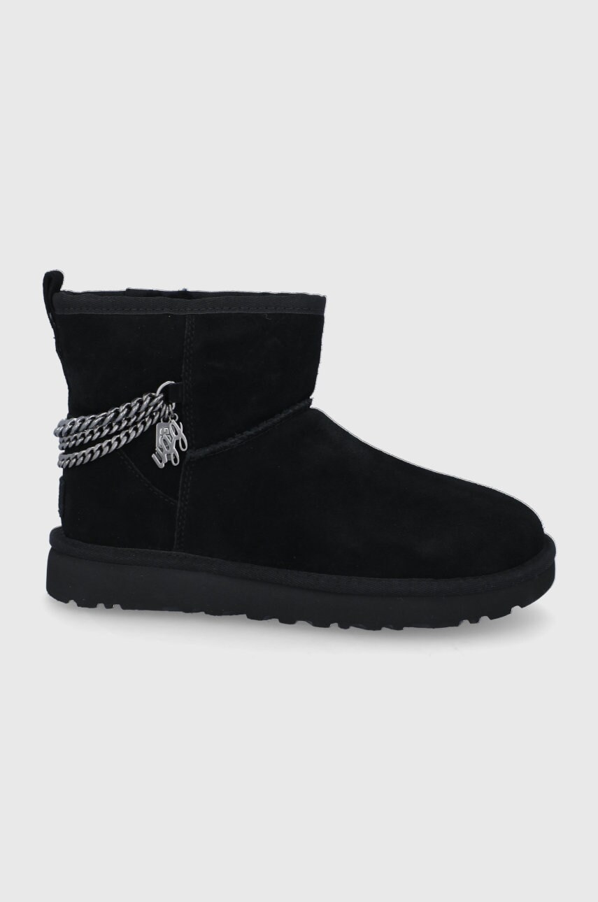 Ugg cizme de zapada din piele întoarsă classic mini chains culoarea negru