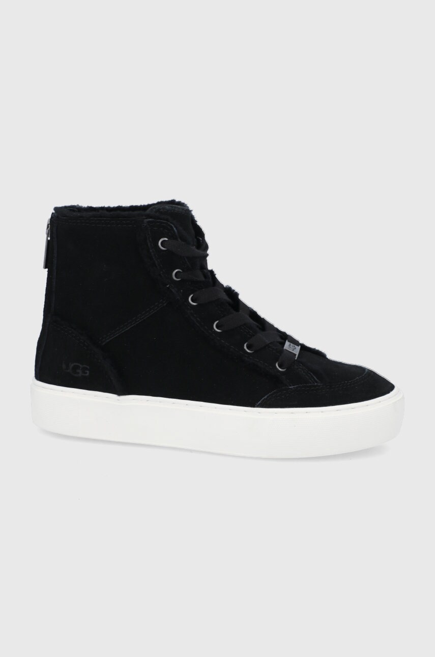 Ugg pantofi de piele întoarsă nuray femei, culoarea negru