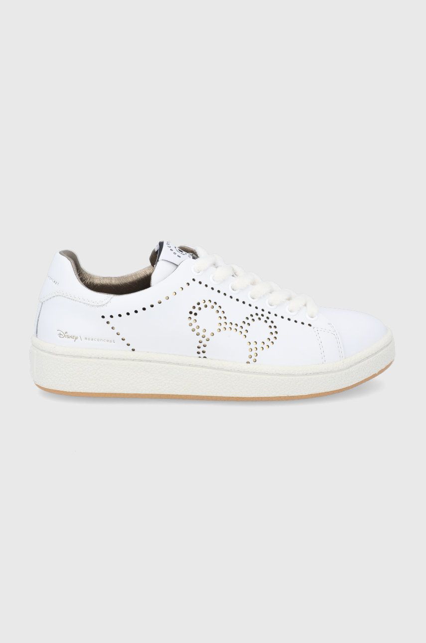 Kožené boty MOA Concept bílá barva, na plochém podpatku - bílá -  Svršek: Umělá hmota Vnit