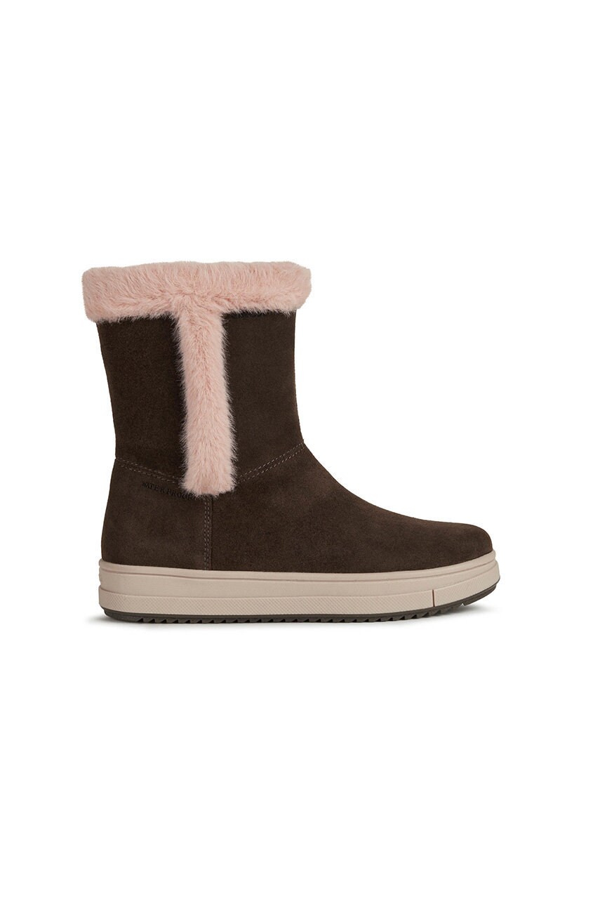 Geox pantofi din piele întoarsă pentru copii culoarea bordo