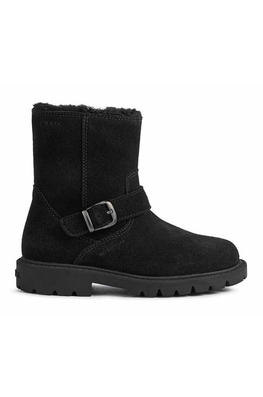 Geox ghete din piele pentru copii culoarea negru