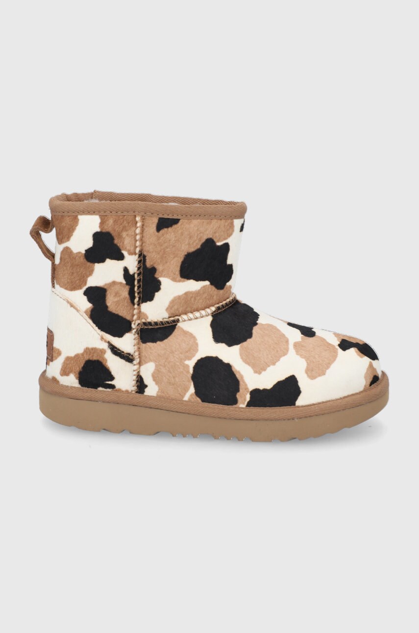 Ugg ghete de zapada din piele pentru copii culoarea maro