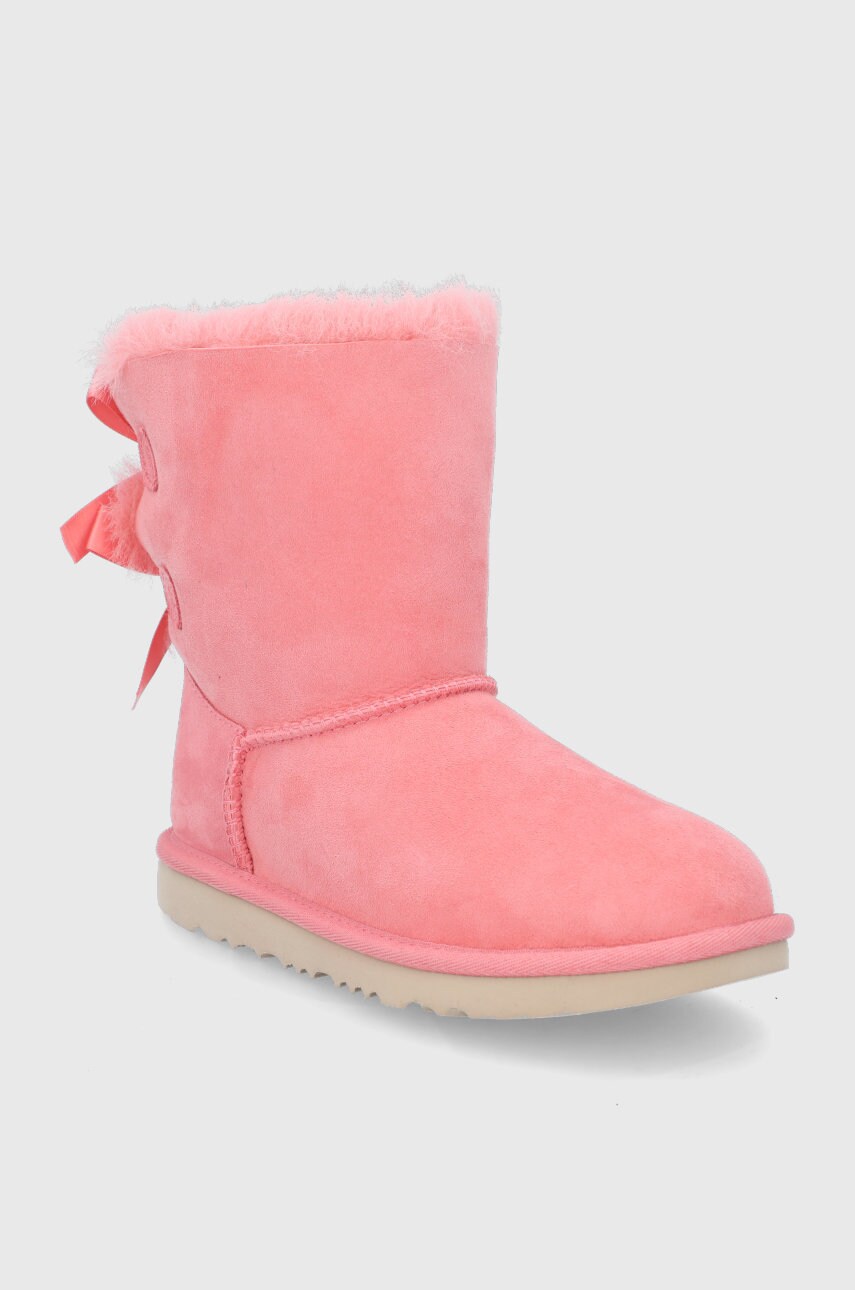 

Детские замшевые сапоги UGG Bailey Bow II цвет розовый