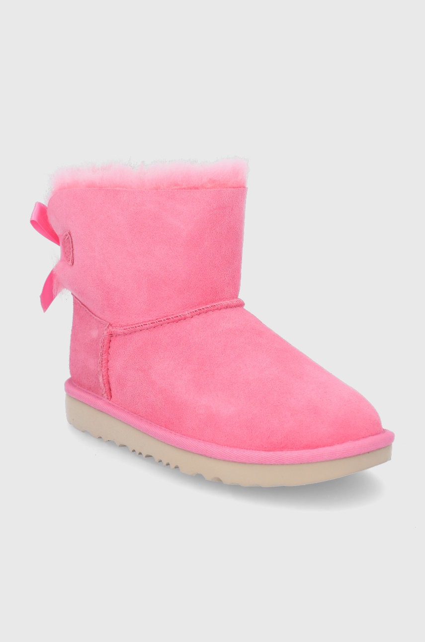 

Дитячі замшеві чоботи UGG Bailey Bow II Mini колір рожевий