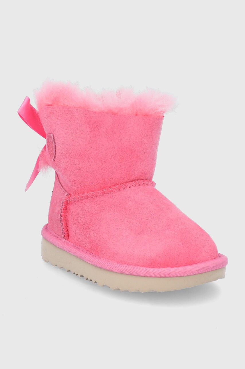 

Дитячі замшеві чоботи UGG Bailey Bow II Mini колір рожевий