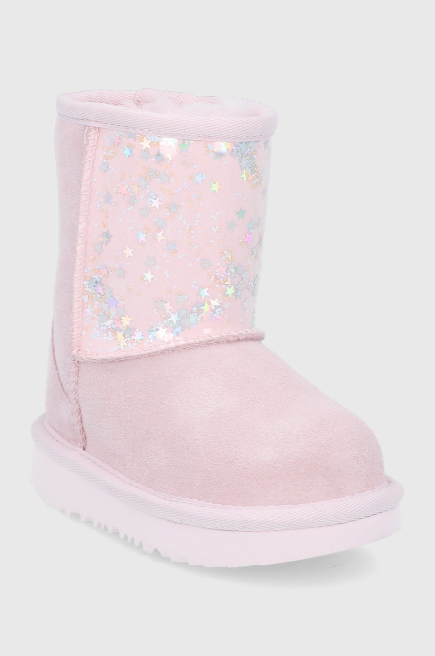 

Детские кожаные сапоги UGG цвет розовый
