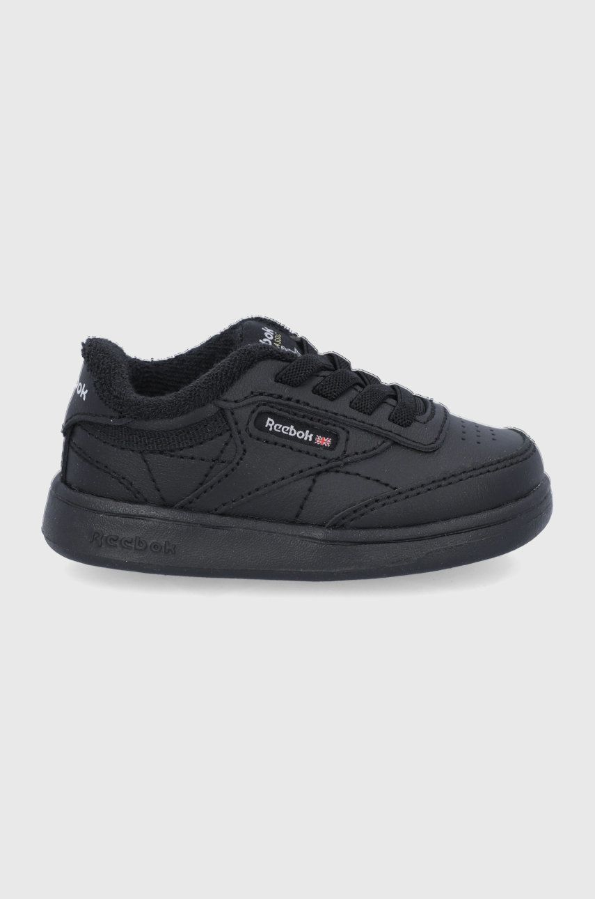 Levně Dětské kožené boty Reebok Classic Club C FZ2096 černá barva