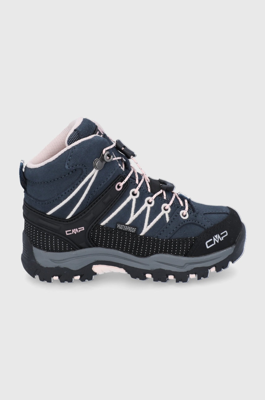 CMP pantofi din piele intoarsa pentru copii KIDS RIGEL MID TREKKING SHOE WP culoarea albastru marin