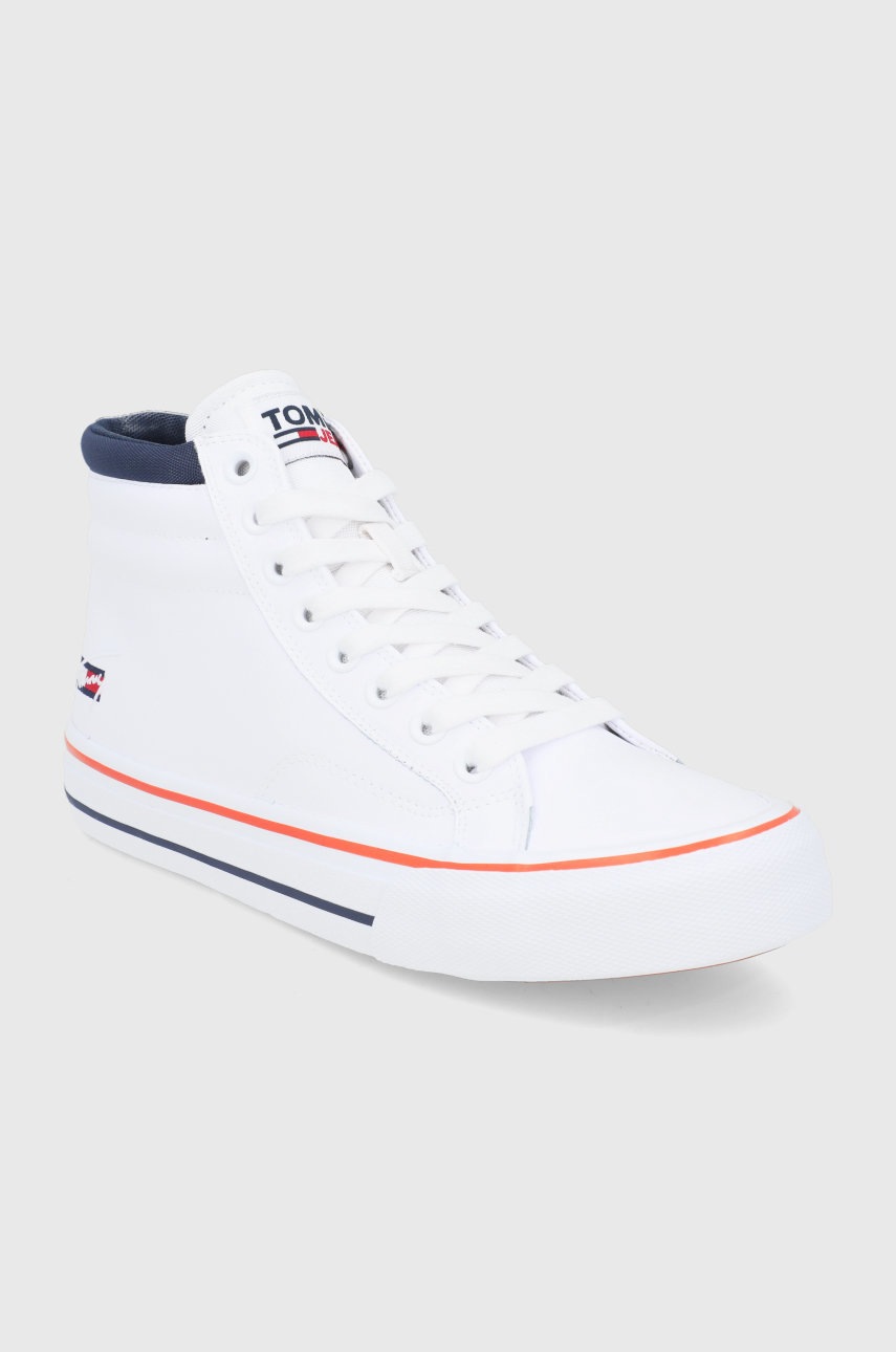 

Кожаные ботинки Tommy Jeans мужские цвет белый