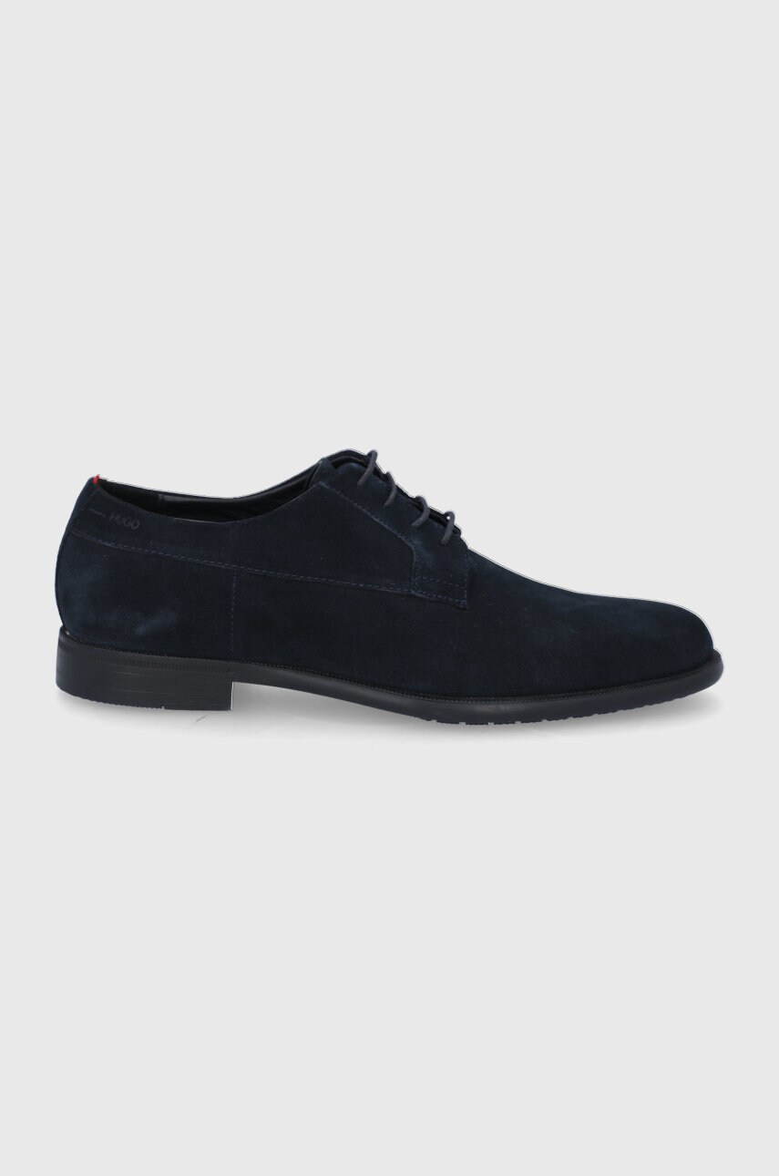 Hugo Pantofi de piele bărbați, culoarea albastru marin answear.ro