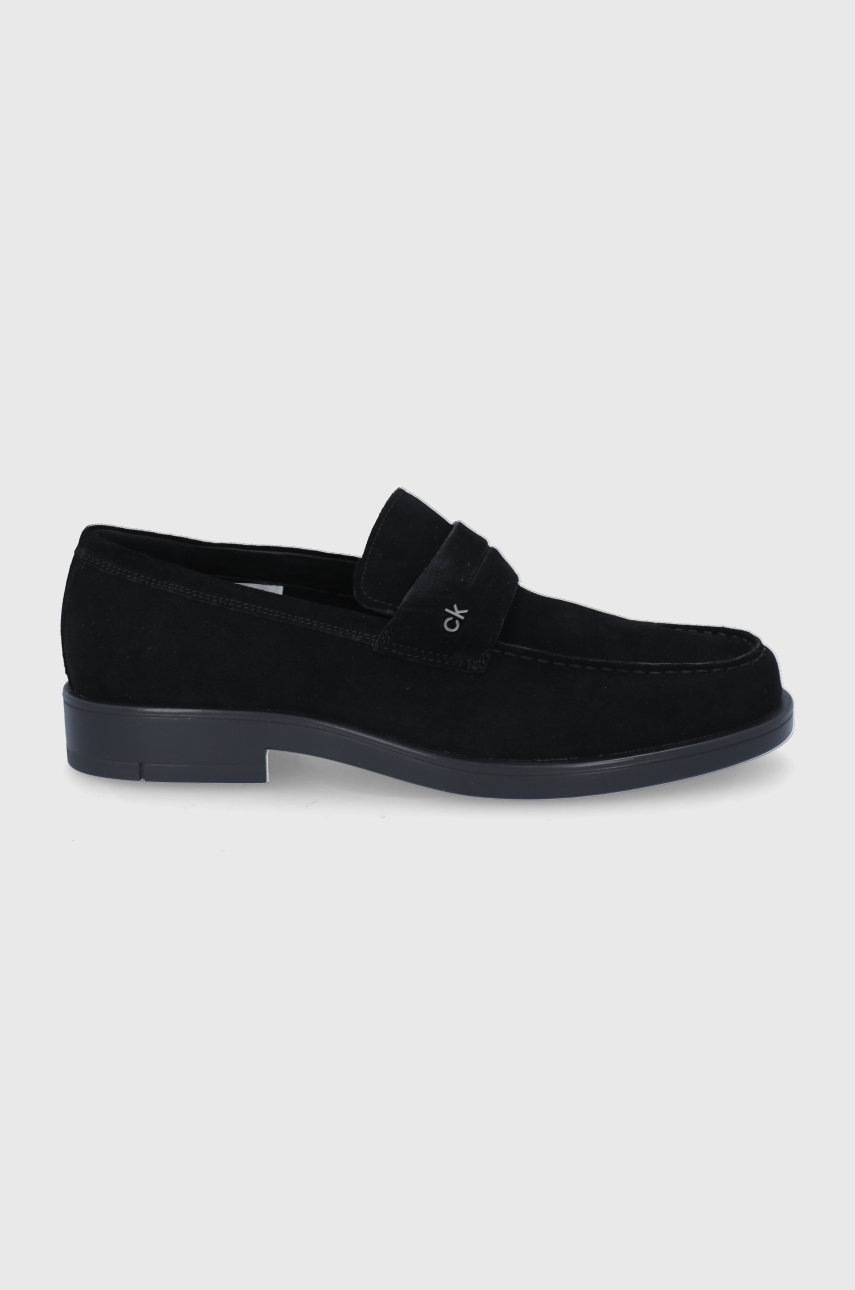 

Велурени мокасини Calvin Klein мъжки в черно, Черен