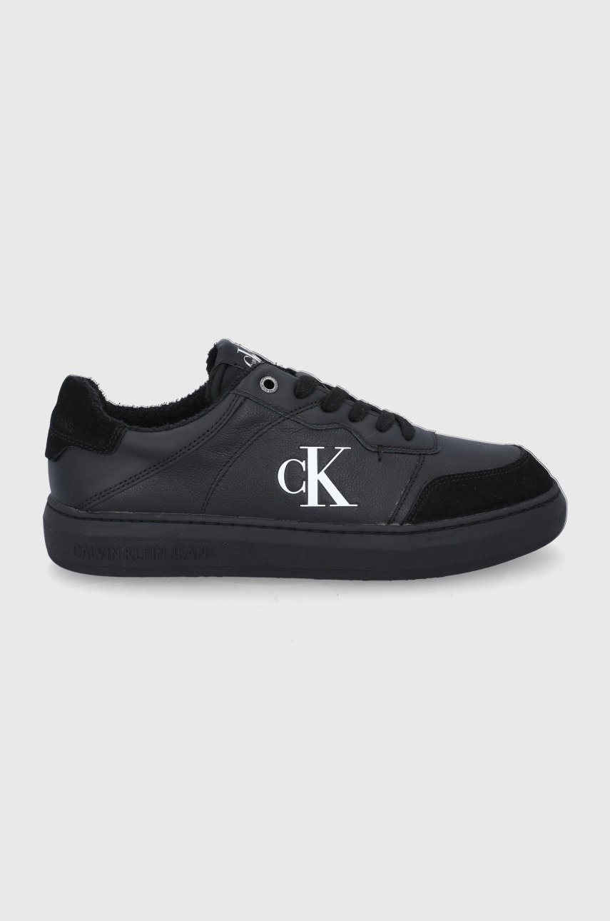 

Кожени обувки Calvin Klein Jeans в черно, Черен