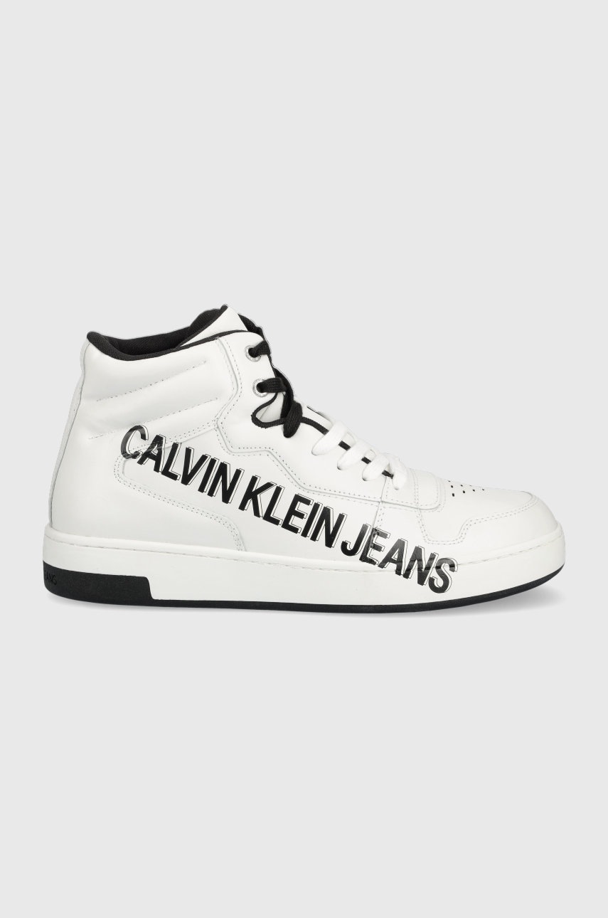

Кожени маратонки Calvin Klein Jeans в бяло, Бял