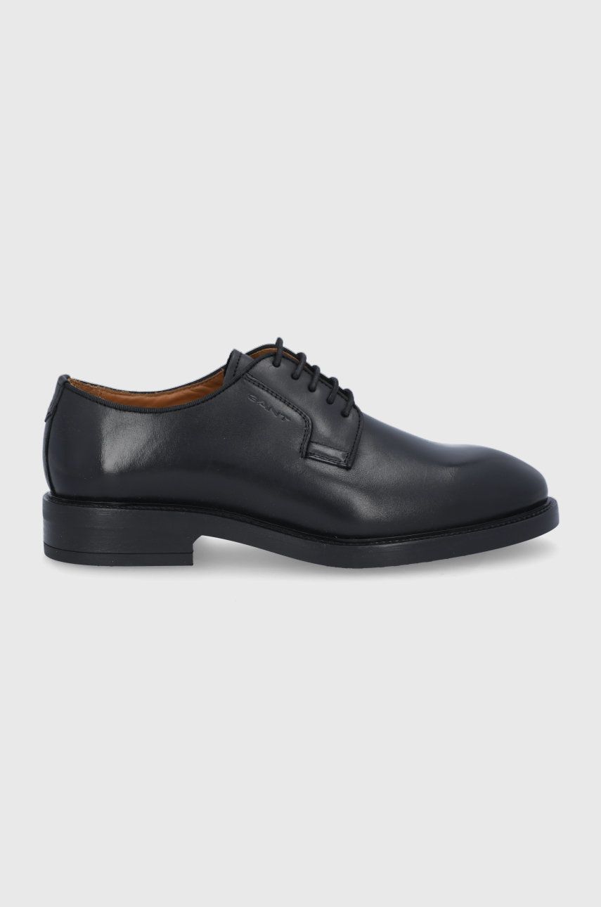 Gant Pantofi de piele Flairville bărbați, culoarea negru answear.ro