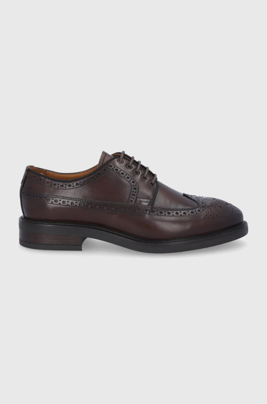Gant Pantofi de piele Flairville bărbați, culoarea maro answear.ro imagine 2022 reducere