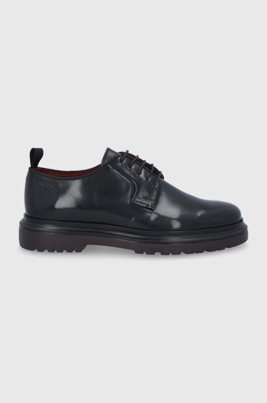 Gant Pantofi de piele Beaumont bărbați, culoarea negru answear.ro imagine 2022 reducere