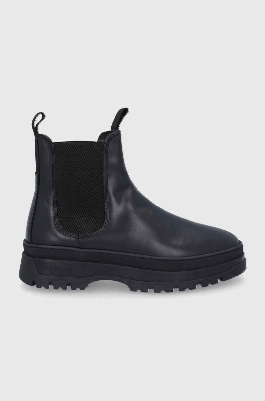 Gant ghete chelsea de piele bărbați, culoarea negru