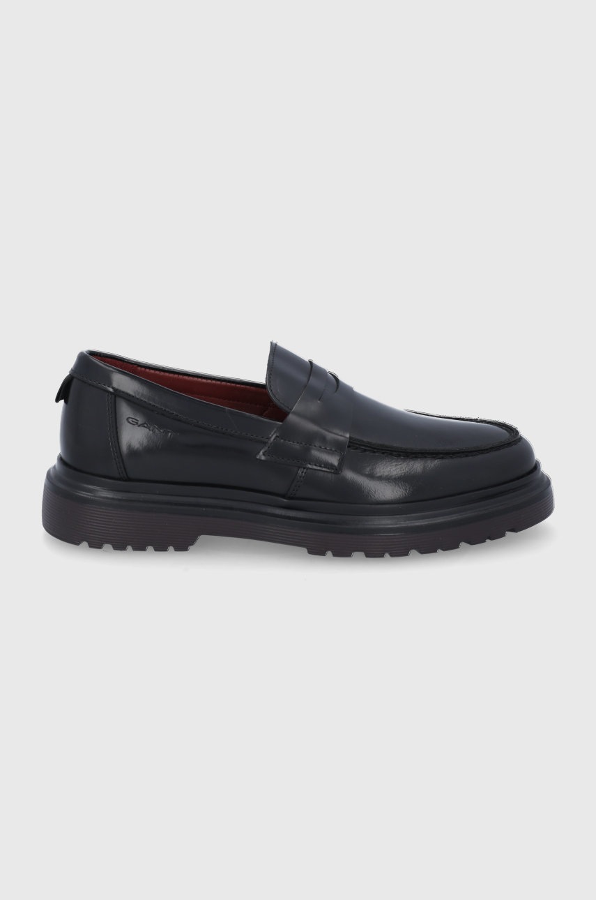 

Кожени мокасини Gant мъжки в черно, Черен