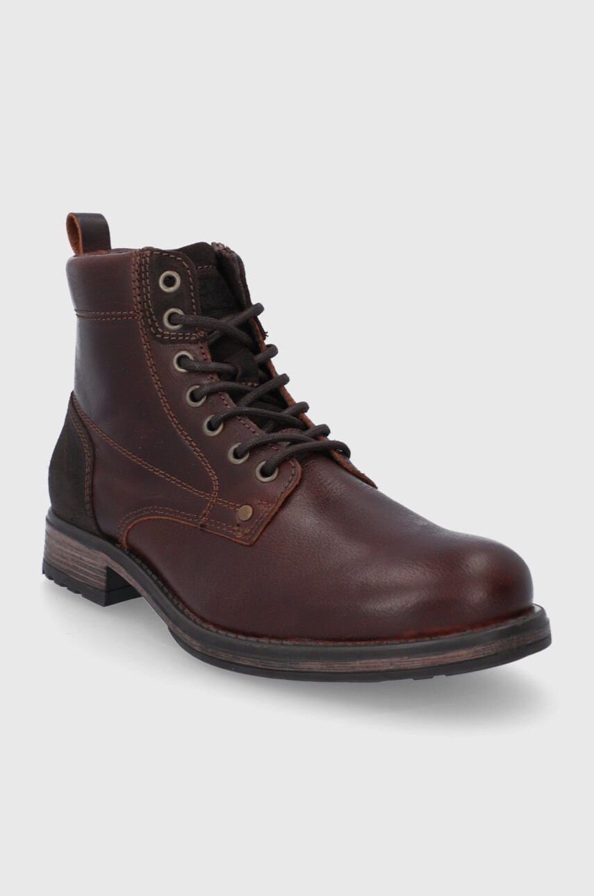 

Шкіряні черевики Jack & Jones чоловічі колір коричневий