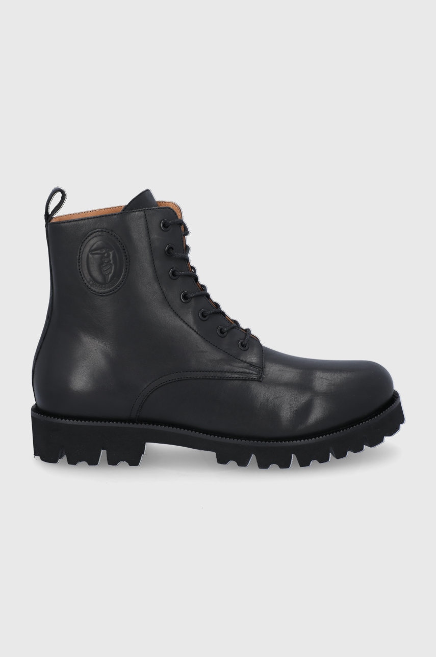 Trussardi bocanci de piele bărbați, culoarea negru