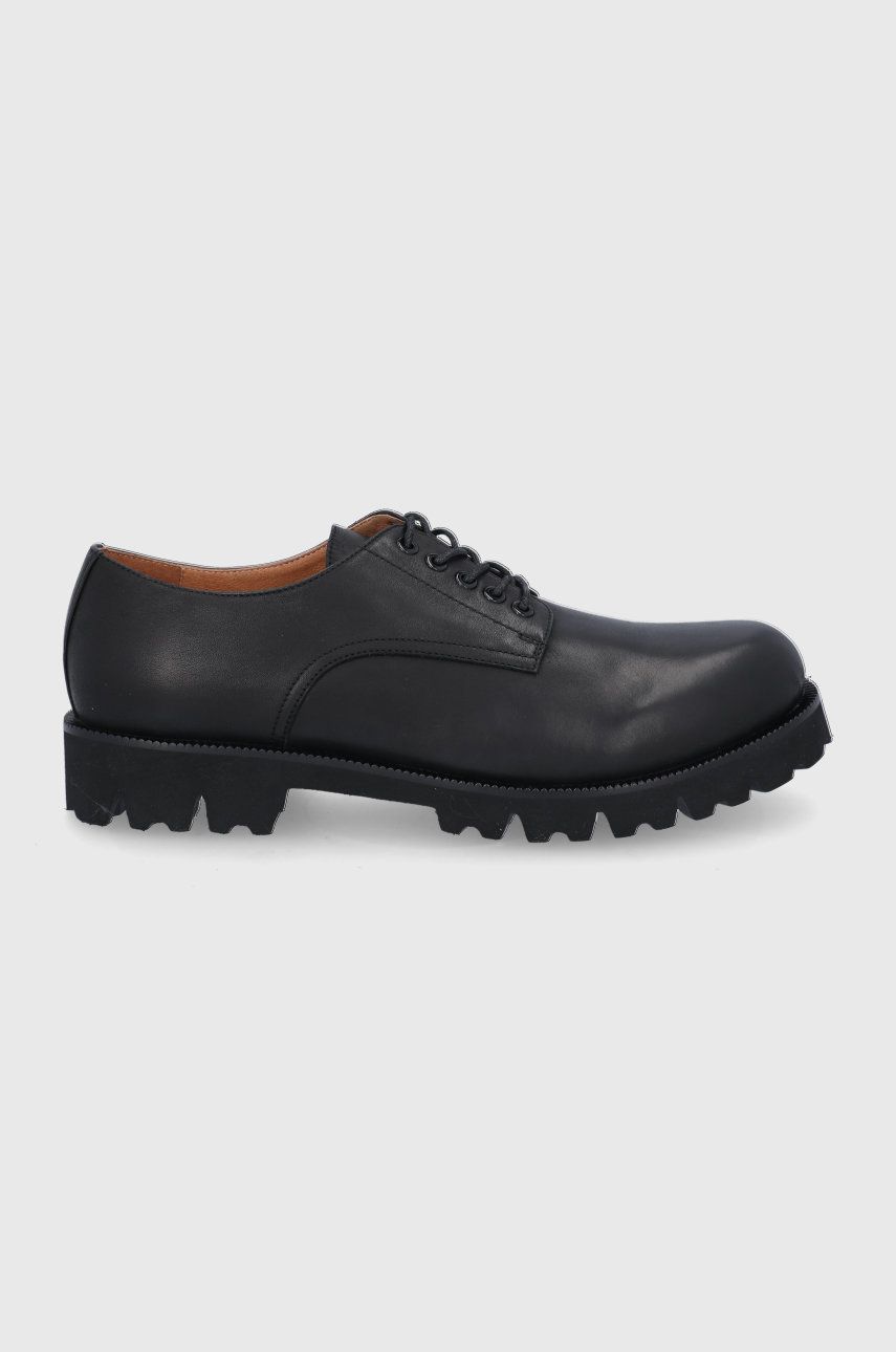 Trussardi Pantofi de piele bărbați, culoarea negru