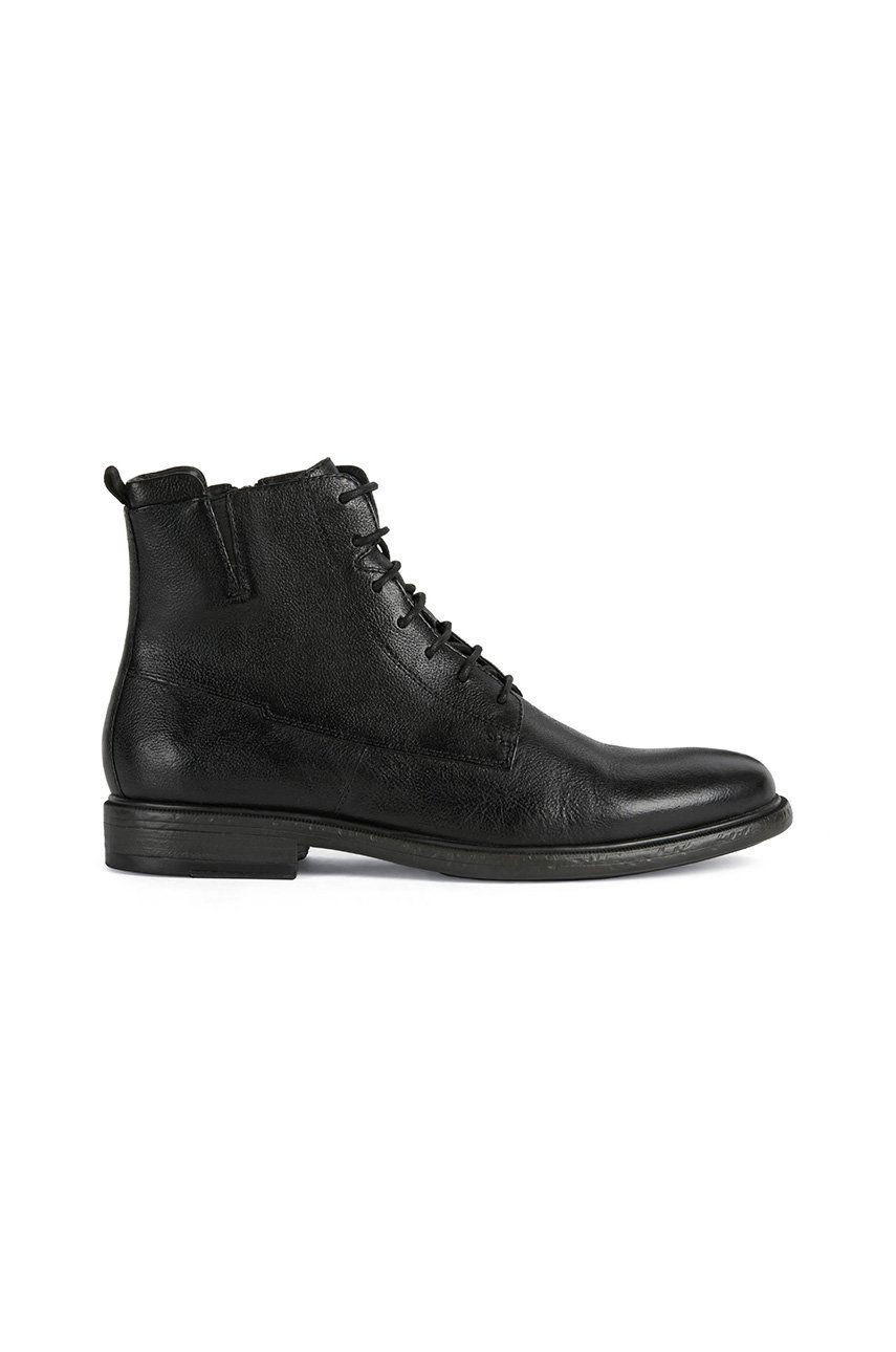 Geox Pantofi înalți de piele bărbați, culoarea negru answear.ro imagine 2022 reducere