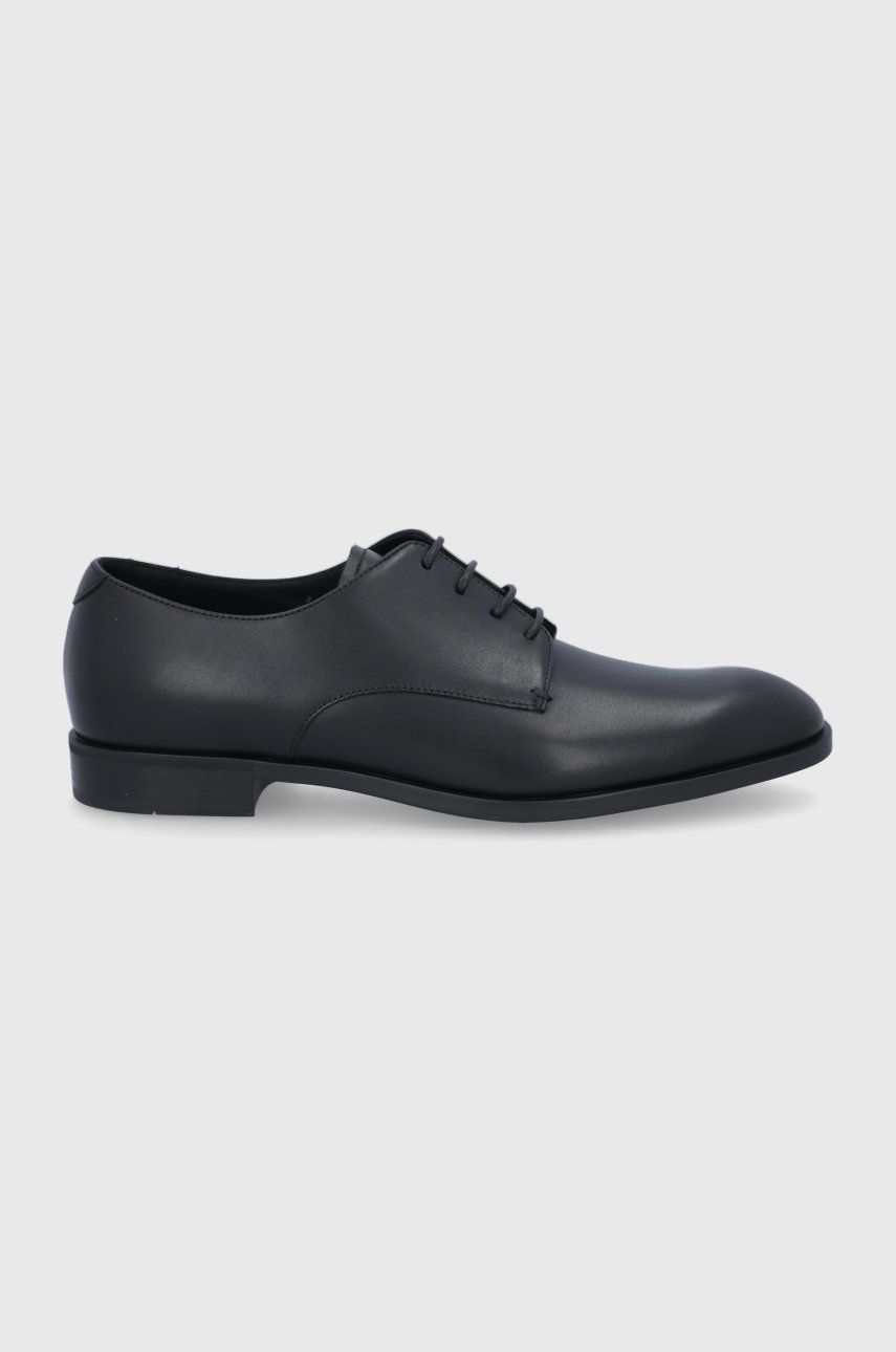 Emporio Armani Pantofi de piele bărbați, culoarea negru answear.ro