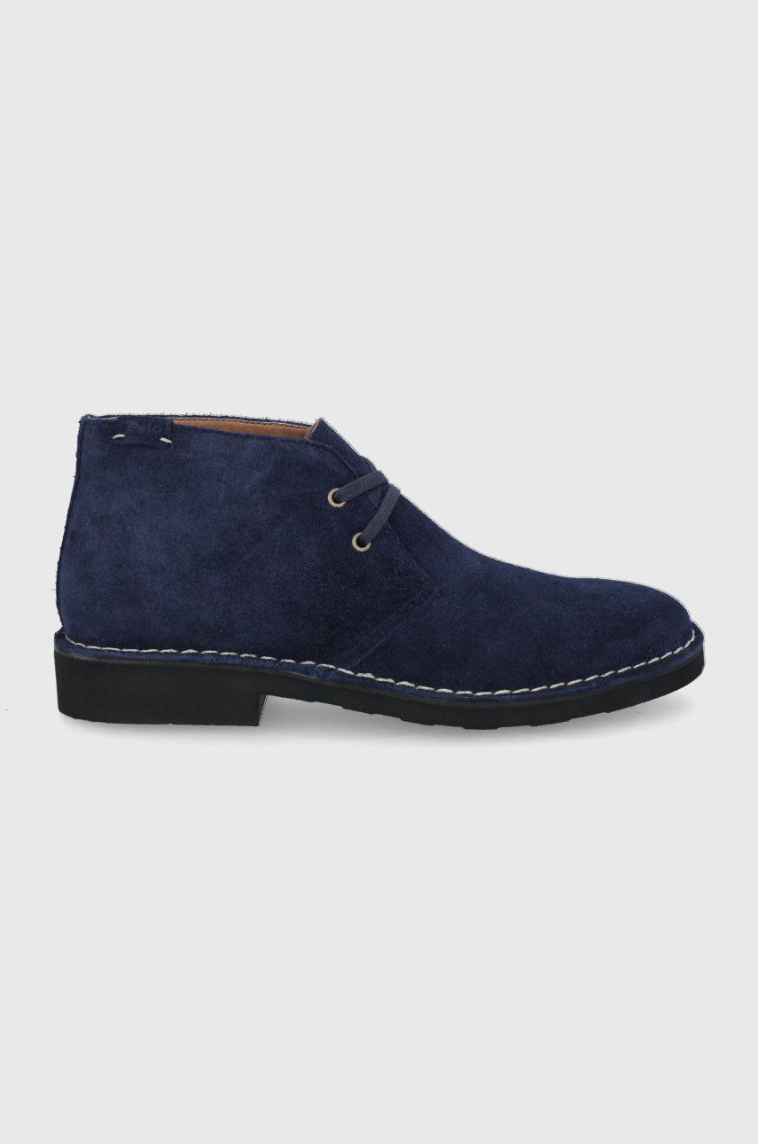Semišové boty Polo Ralph Lauren pánské, tmavomodrá barva - námořnická modř -  Svršek: Semišová 