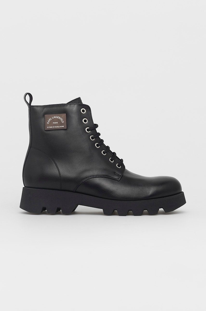 Levně Kožené boty Karl Lagerfeld pánské, černá barva