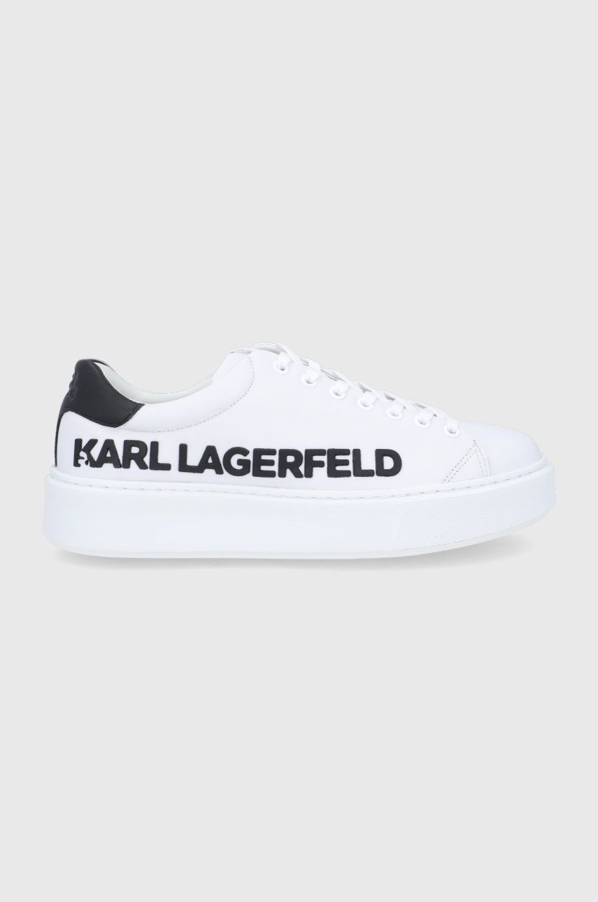 Kožené boty Karl Lagerfeld MAXI KUP černá barva - bílá -  Svršek: Přírodní kůže Vnitřek: U