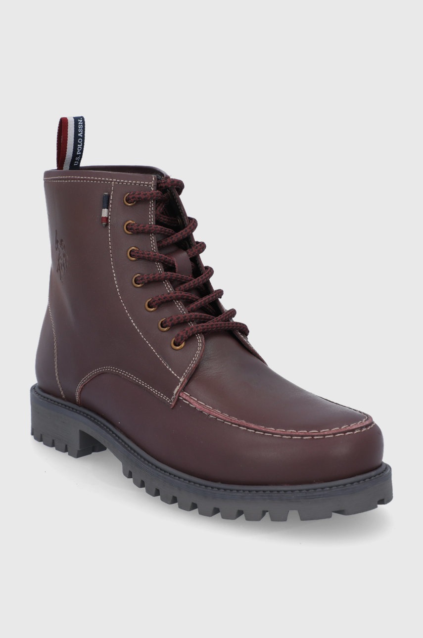 

Кожаные ботинки U.S. Polo Assn. мужские цвет бордовый