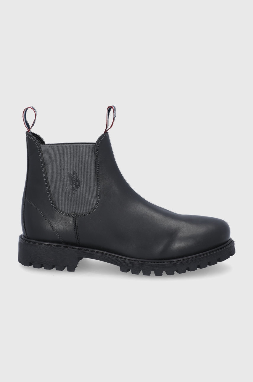 U.s. polo assn. ghete chelsea de piele bărbați, culoarea negru