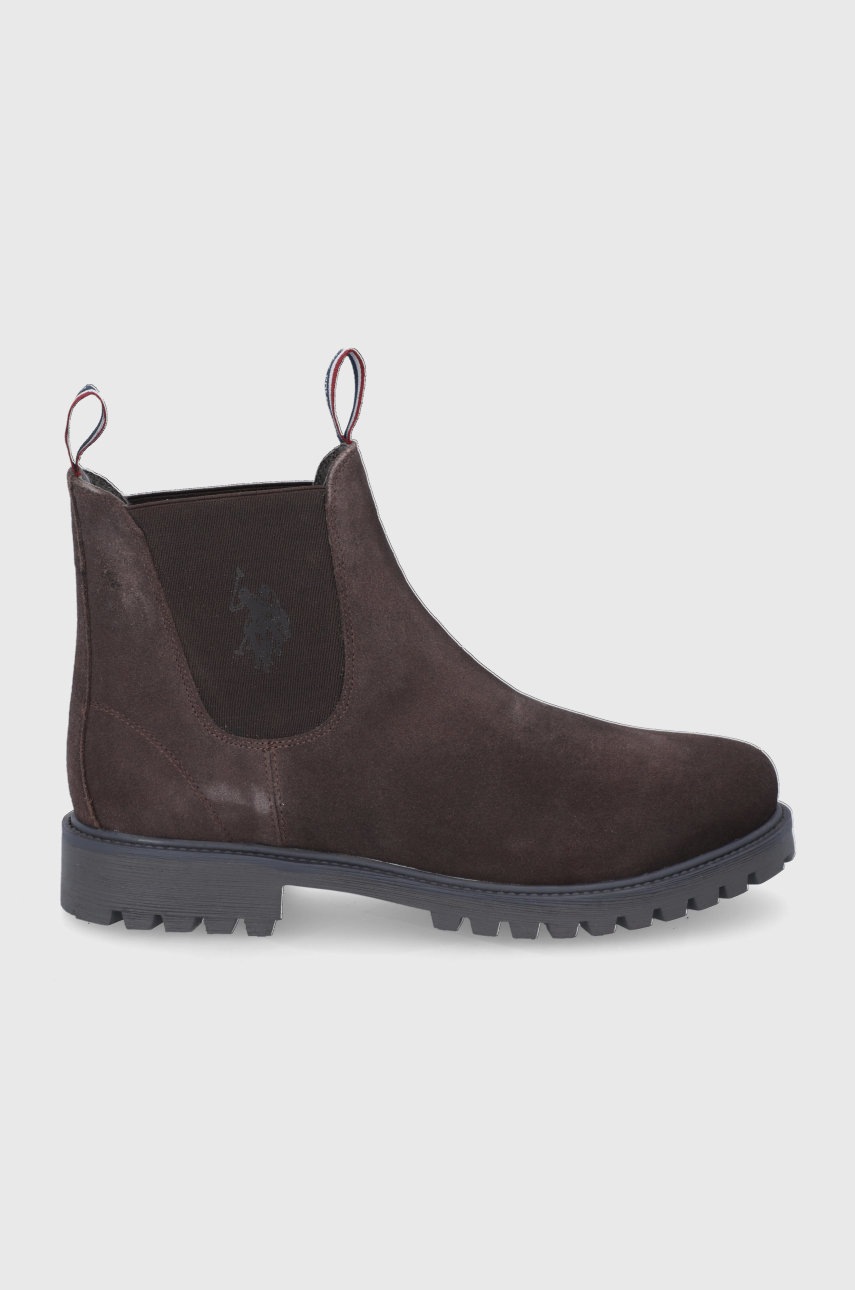 

Велурени боти челси U.S. Polo Assn. мъжки в кафяво, Кафяв