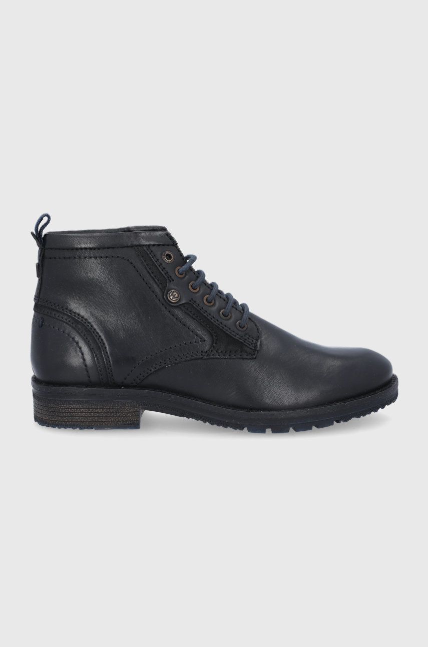 Wrangler Pantofi înalți de piele bărbați, culoarea negru 2022 ❤️ Pret Super answear imagine noua 2022