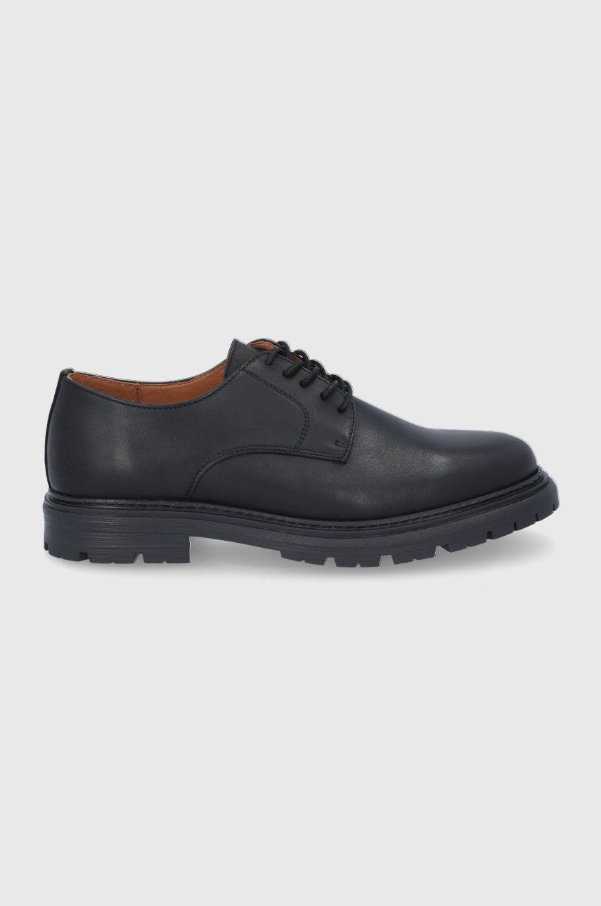 United Colors of Benetton Pantofi de piele bărbați, culoarea negru answear.ro