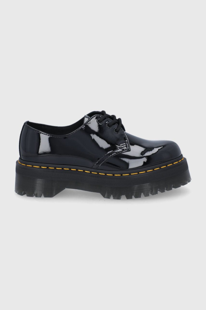 Kožené poltopánky Dr. Martens 1461 Quad 26647001-Black.Pate, čierna farba