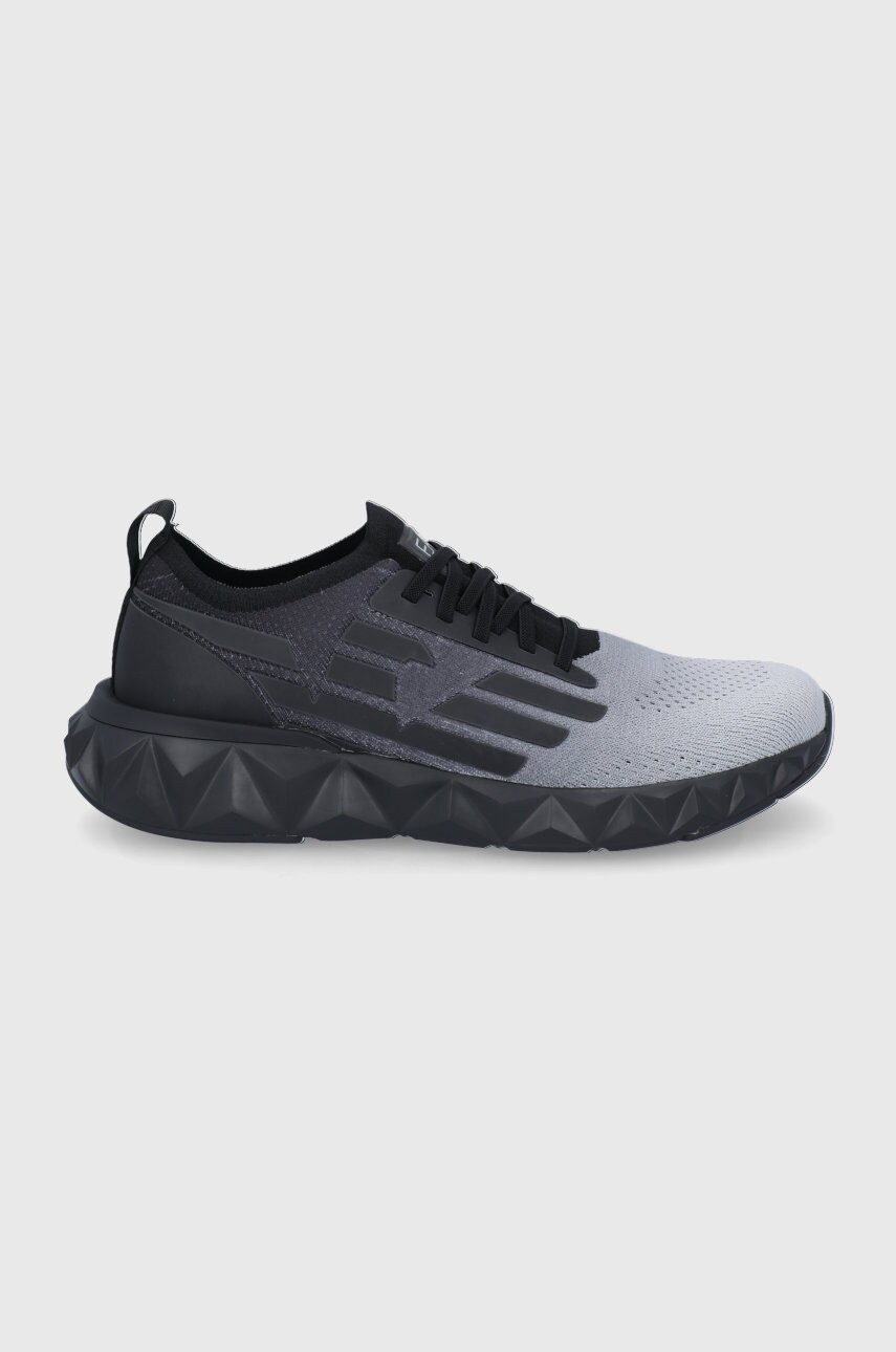 Ea7 emporio armani pantofi culoarea gri, cu toc plat