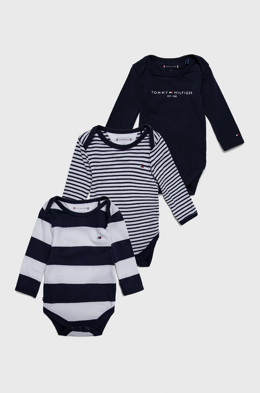 

Бебешко боди Tommy Hilfiger (3 броя) в тъмносиньо, Тъмносин
