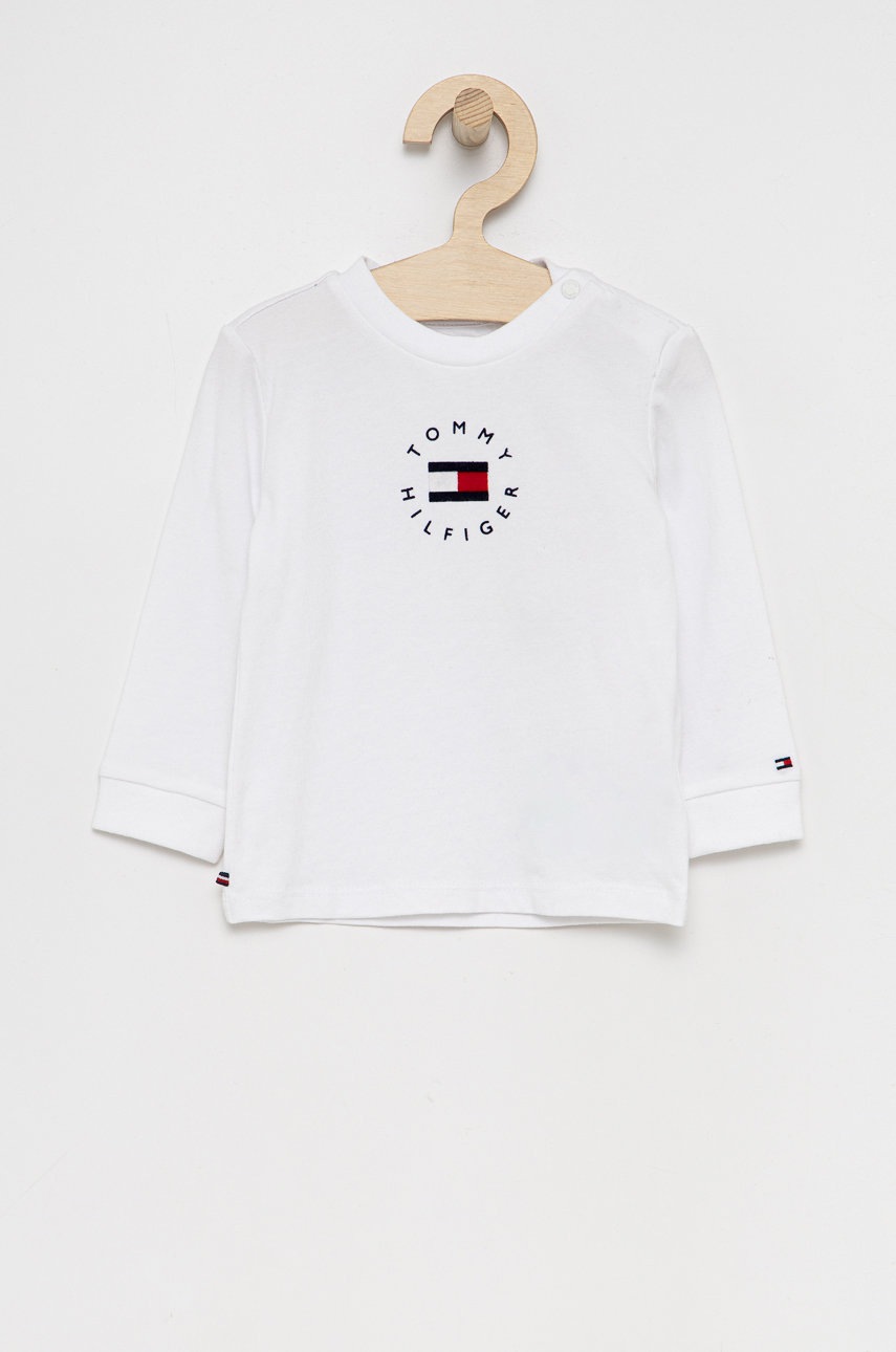 

Бебешка блуза с дълги ръкави Tommy Hilfiger в бяло, Бял