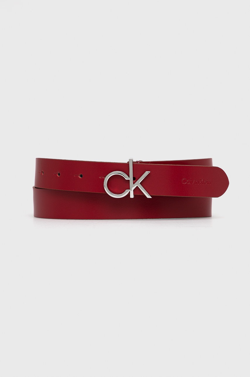 

Кожен колан Calvin Klein дамски в червено, Червен