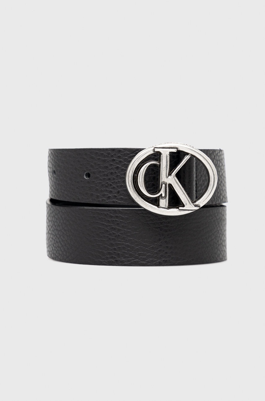 

Кожен колан Calvin Klein Jeans дамски в черно, Черен