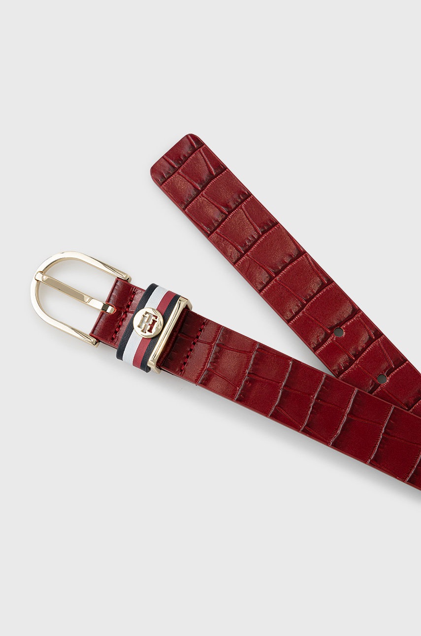 

Шкіряний ремінь Tommy Hilfiger жіночий колір червоний
