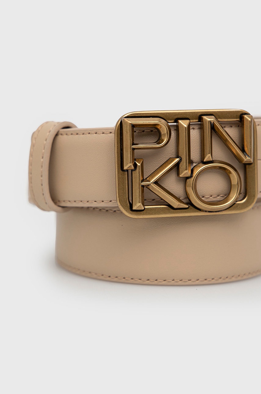 

Шкіряний ремінь Pinko жіночий колір бежевий