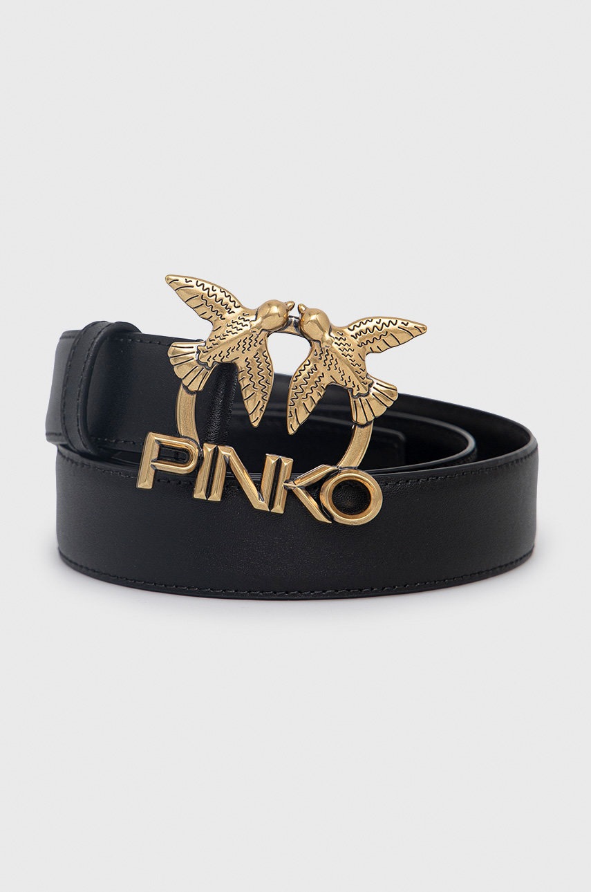 

Кожен колан Pinko дамски в черно, Черен