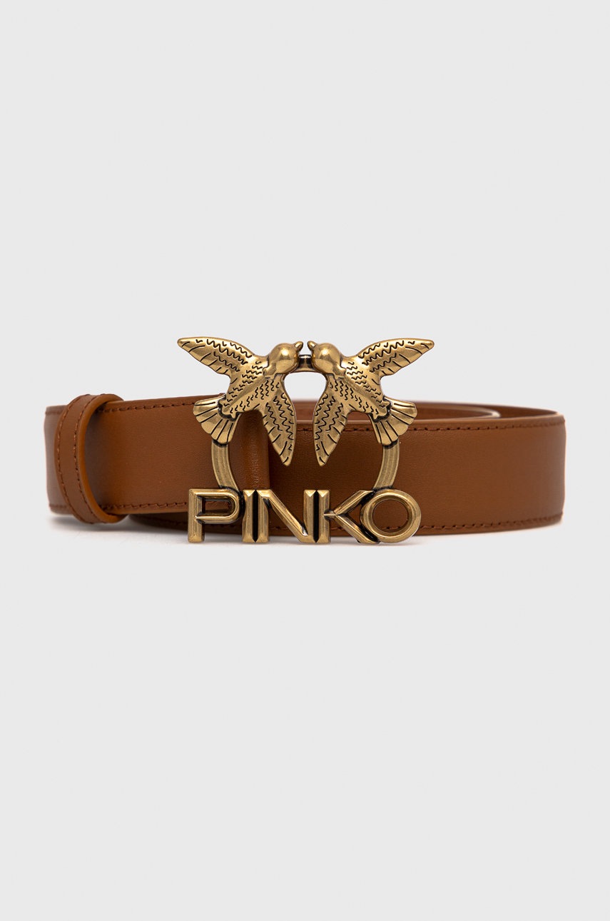 

Кожен колан Pinko дамски в кафяво, Кафяв