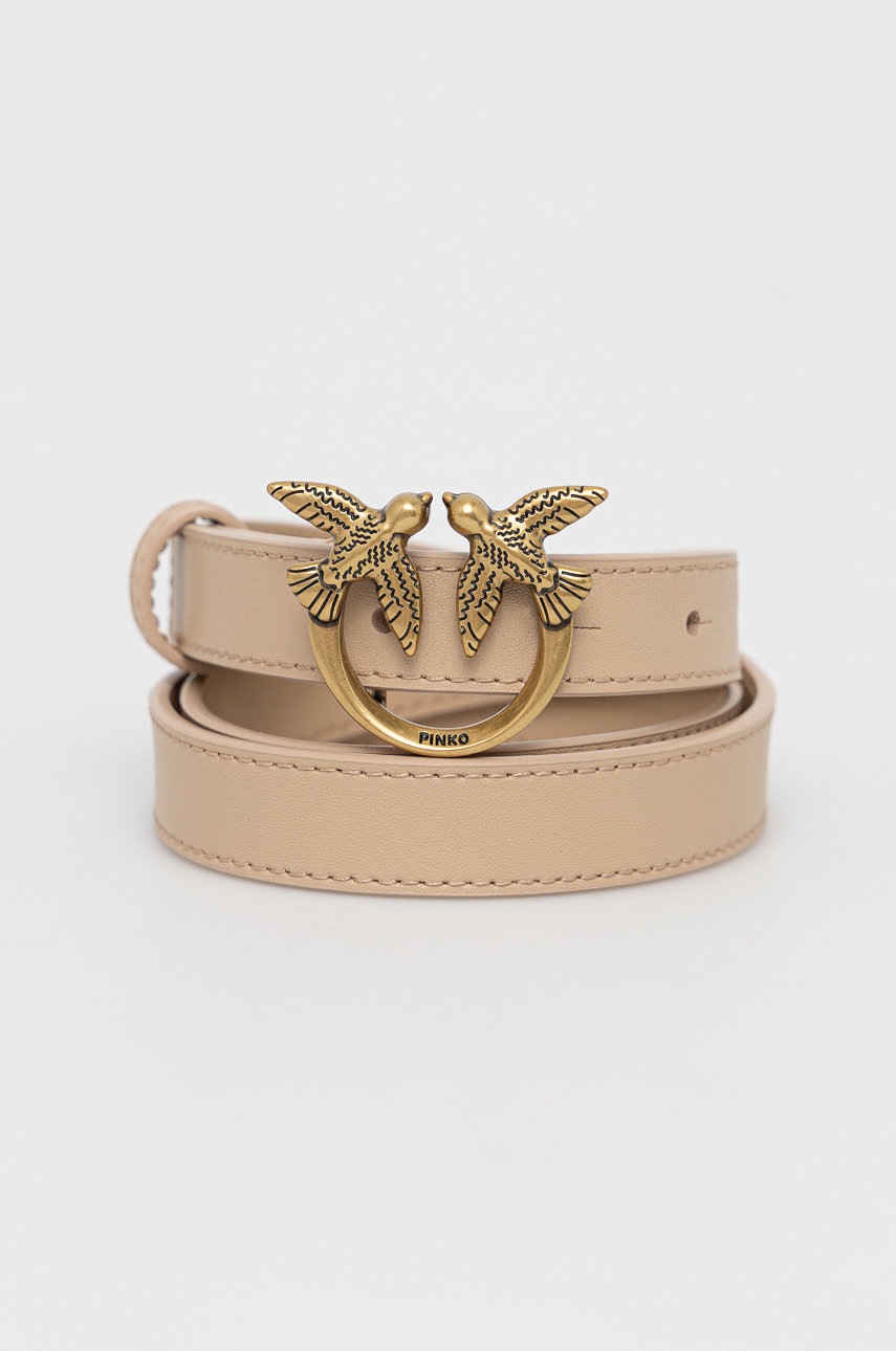 

Кожен колан Pinko дамски в бежово, Бежов