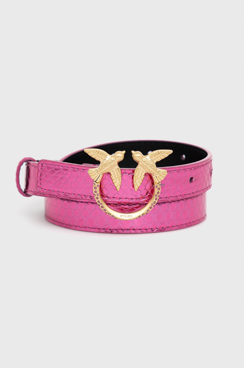 

Кожен колан Pinko дамски в розово, Розов
