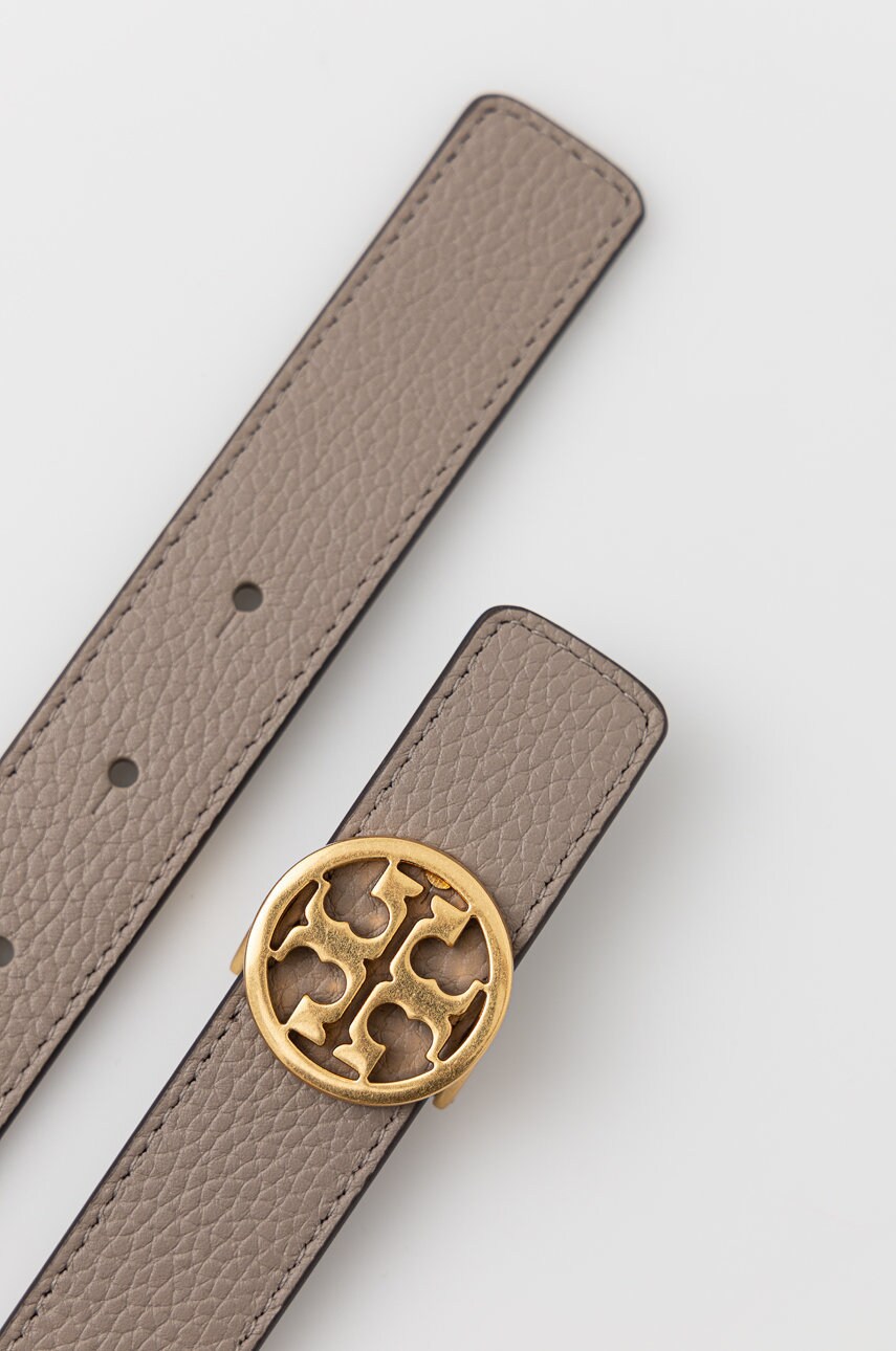 

Двосторонній шкіряний ремінь Tory Burch жіночий колір сірий