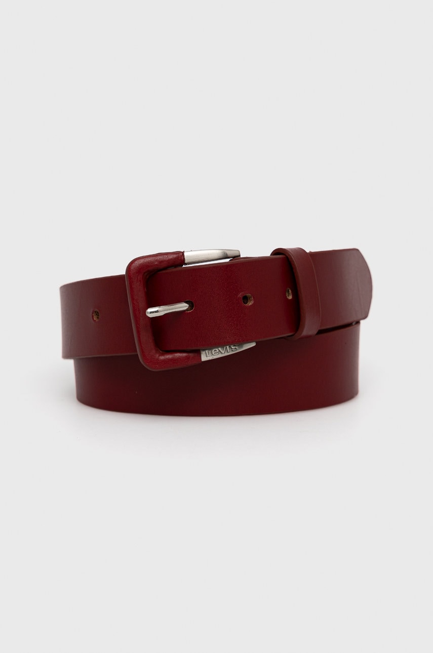 Levi's curea de piele femei, culoarea bordo