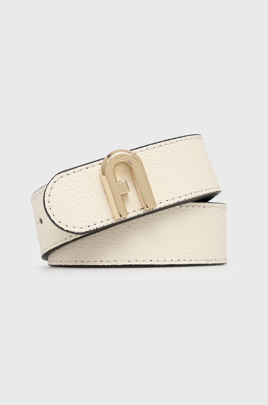 

Кожен колан с две лица Furla 1927 дамски в бяло, Бял